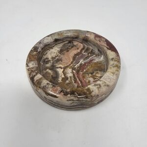 Vintage polished‎ Onyx 4" Round Cigarette Ashtray or Catchall Trinket Dish MCM